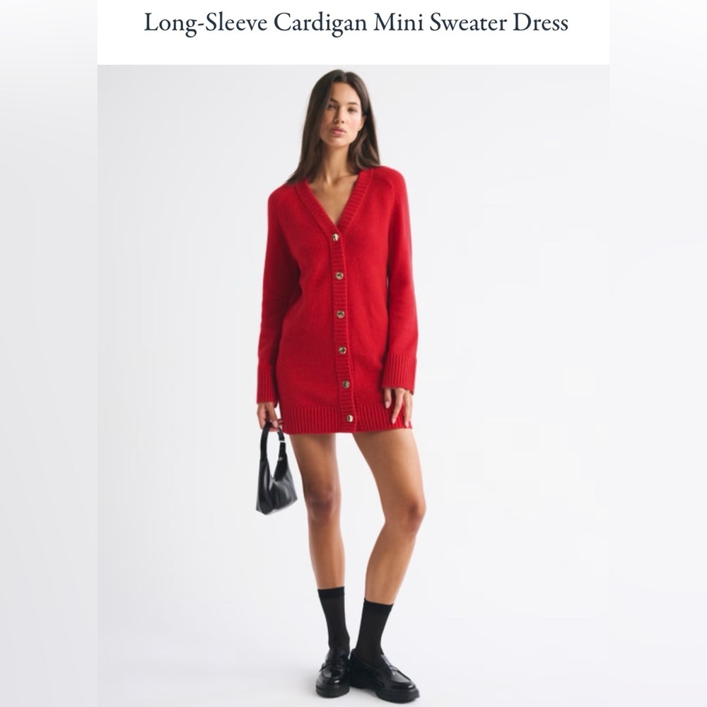 Long-Sleeve Cardigan Mini Sweater Dress